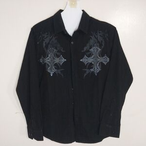 Eighty Eight Size M Black Long Sleeve Shirt with Cross Design